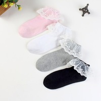Chaussettes de cheville en dentelle blanche Chaussettes mi-mollet Printemps et automne Chaussettes colorées antidérapantes pour femmes