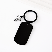 Ywyougang Vintage Mode 4 Farben Edelstahl Abgerundeter Schlüsselanhänger mit Kreuz-Charm Gravierbarer Blanko-Schlüsselhalter Geschenk