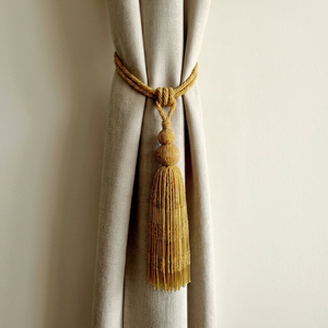 Elegant Gold Beaded <b>Curtain</b> Tieback Tassel Decorative Rope Holdback for Drapes Window Treatment Accessory - Product Image 1