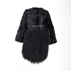 CX-G-A-16 Lamb Fur Mongolian Lamb Fur Women Coat Latest Coat Designs For Women