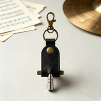 Porte-clés en cuir véritable pour clé de batterie, avec mousqueton, accessoire portable pour batteurs