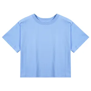 工場卸売カスタムコットンセクシーなカジュアル無地刺繍プリント女性用クロップトップTシャツ