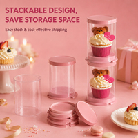 Boîte à cupcakes ronde transparente empilable en PET, contenant individuel pour muffins, mini boîte cadeau pour desserts, mariage, anniversaire, fête