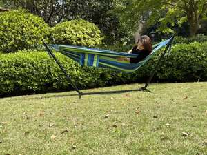 आउटडोर यात्रा के लिए पोर्टेबल कपास कैनवास एकल हैममॉक और फांसी बेड के लिए शिविर - Product Image 6