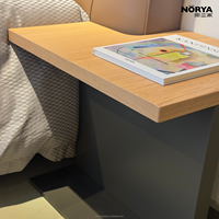 Table de chevet moderne NORYA avec étagère ouverte et plateau en bois grainé pour chambre à coucher, meubles en bois pour la maison