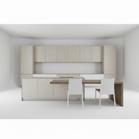 Meuble de cuisine modulaire européen individuel, menuiserie et charpenterie pour l'hôtellerie, placage naturel, tambour, comptoir en stratifié marbré