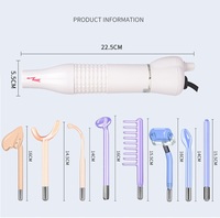 Nettoyage des pores du visage en gros 7 en 1 baguette d'électrothérapie de la peau à haute fréquence Argon et peigne à haute fréquence pour la croissance des cheveux
