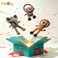 Nouveau jouet pour chien en peluche Petora en forme de singe, lion, éléphant, avec anneau en corde tressée pour chiens de petite et moyenne taille, pour la dentition