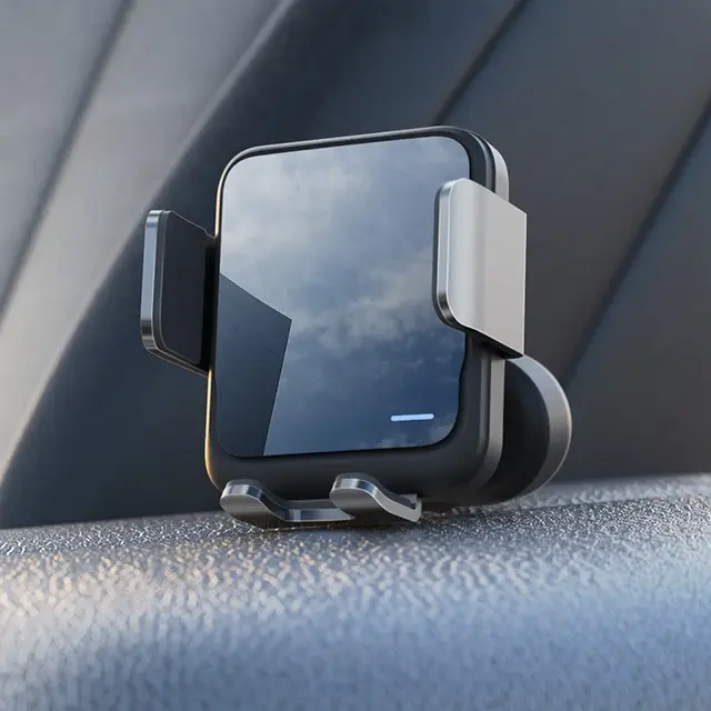 Dudukan Ponsel Di Mobil, Rotasi 360 Derajat, Logam Aluminium GPS Hitam Pengisi Daya Kotak Dapat Disesuaikan dengan Logo Warna