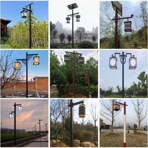 Lampe de jardin solaire de style antique à double tête LED de 3 m pour villa et communauté résidentielle - Product Image 1