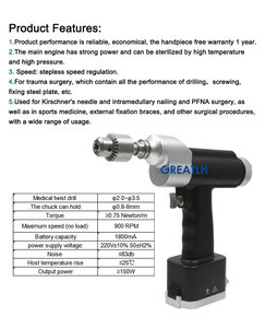 สว่านเจาะกระดูกแบบสองท่อ GreatLH <span class=keywords><strong>Orthopaedic</strong></span> สำหรับเครื่องมือผ่าตัด - Product Image 3
