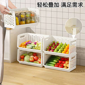 Étagère de rangement Tanuki Kitchen, 4 niveaux, chariot mobile en plastique pour le stockage des aliments, des fruits et des légumes - Product Image 4