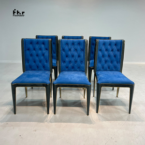 Customizable Royal Blue Velvet Dining <b>Chair</b> Set Tufted <b>Back</b> Wholesale for Home Commercial Use - Product Image 2