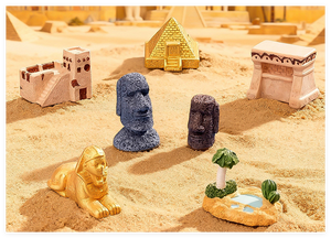 <span class=keywords><strong>Casa</strong></span> de Jardín de Hadas en Miniatura, Edificio de Resina 3D, Pirámide del Antiguo Egipto, Amor Religioso, Pintado a Mano, Gris Marrón, Torre Moái - Product Image 4
