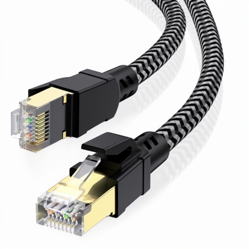 CABNEER Cat 8 Ethernet Cable 20 Meters RJ45 Connectors Braided Shielding Nylon Jacket 40Gbps 2000MHz High-Speed LAN for Router