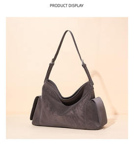 Autumn Winter Women's Genuine Leather Handbags Frosted Cowhide Crossbody <b>Shoulder</b> <b>Bags</b> Zipper Fashionable Suede Leather Design - Product Image 5