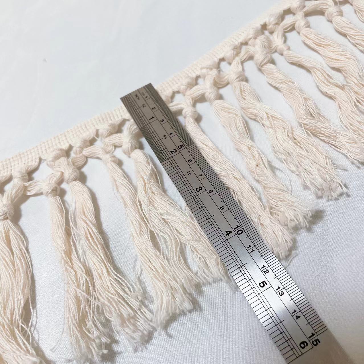 Nastro Di Pizzo Con Frange - 4,5 Metri | Cotone Beige | Per Cucito E Decorazioni - Foto 4