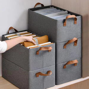 Organisateur de vêtements pour armoire, idéal pour les jeans – Organisateurs de tiroirs améliorés pour vêtements avec poignée, pliables - Product Image 1