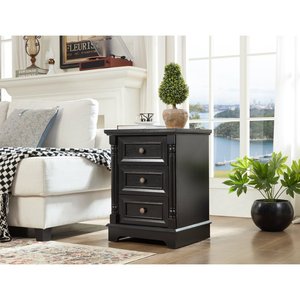 Farmhouse Style 3 <b>Drawer</b> Sofa <b>Side</b> <b>Table</b> Tall Rustic Wood Square Nightstand Wooden Base Roman - Product Image 3