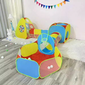 Tente de jeu pour bébé avec tunnel et piscine à balles pour jeux d'intérieur et d'extérieur, ensemble de 3 pièces, équipement de jeu doux et coloré - Product Image 3