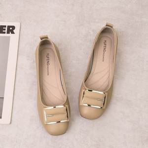 Nouvelles <span class=keywords><strong>ballerines</strong></span> décontractées pour le quotidien, automne 2025, style rétro français, bouche peu profonde, couleur <span class=keywords><strong>nude</strong></span>, dessus en PU, bride croisée, à enfiler, respirantes, en cuir - Product Image 5