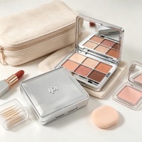 Étui de palette de maquillage vide écologique pour poudre libre, carré, avec miroir en ABS plaqué argent, épaisseur 5 mm, impression par tampon à chaud