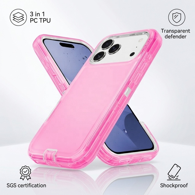 Anti Yellowing Defender Case Hybrid Tpu Pc Shockproof Transparent Cover Luxury Girly for Iphone 17 16 15 14 Pro Max Wholesale