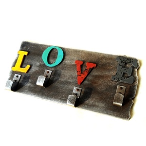 Decoración rústica para el hogar, organizador <span class=keywords><strong>de</strong></span> forma personalizada montado en la pared, abrigo <span class=keywords><strong>de</strong></span> <span class=keywords><strong>madera</strong></span>, soporte para llaves, ganchos, estante colgante con 4 llaves para entrada - Product Image 2