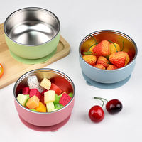 Nouveau bol à ventouse pour enfants en acier inoxydable 304 avec couvercle en silicone, bol d'alimentation coloré en acier inoxydable de qualité alimentaire pour bébés et enfants