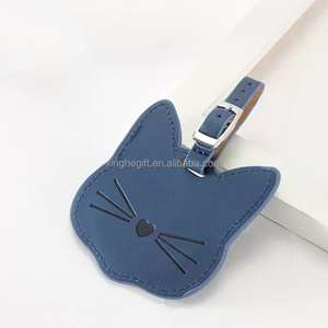 Promotional Colorful Blank Support Custom Logo Leather Smart Cute <b>Cat</b> Shape Luggage Tag with Wire - Product Image 6
