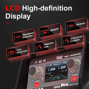 เครื่องเชื่อมอลูมิเนียมอเนกประสงค์ LCD Smart Tig-250 Pro 9 in 1 AC Pulse Cold พร้อมจอ LCD - Product Image 1