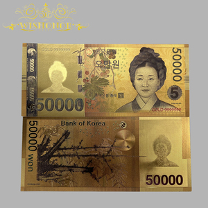 Joli ensemble de 5 types de billets de banque coréens KRW plaqués or 24 carats pour cadeaux - Product Image 5