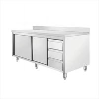 Établi robuste en acier inoxydable Armoire de cuisine en acier inoxydable avec trois tiroirs pour une utilisation dans un restaurant ou un hôtel