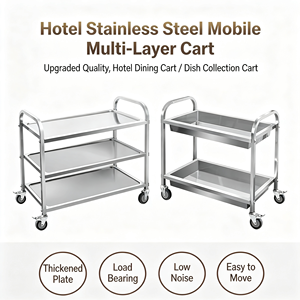 3 Tier Stainless Steel Serving <b>Cart</b> Mobile Rolling Food Service <b>Trolley</b> with Lockable Wheels Heavy Duty Utility <b>Cart</b> - Product Image 4