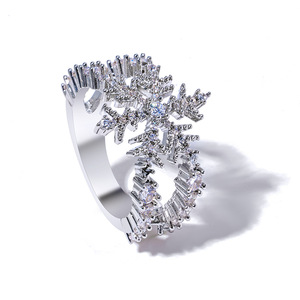 Bague Flocon de Neige Double Rangée en Moissanite GRA VVS OEM en Gros, Argent 925 Plaqué Or 18K, Sertie à Griffes, Bijoux Fins Personnalisés Hip Hop B2B - Product Image 1