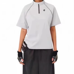 Q113 Người Đàn Ông Của <span class=keywords><strong>T</strong></span>-Shirt-Cổ Điển Thể Thao Phong Cách Nửa <span class=keywords><strong>Zip</strong></span> Ngắn Tay Áo Thoải Mái Giản Dị V Lỏng Giản Dị Phong Cách Du Lịch - Product Image 2