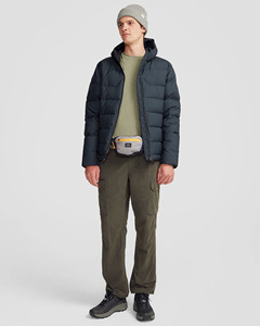 Veste de bombardier en duvet extensible pour hommes noirs chaud à capuche usine logo personnalisé cordon fermeture éclair décontracté Style de base doudoune - Product Image 6
