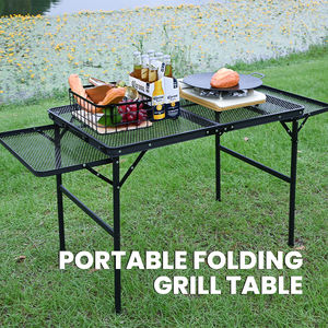 โต๊ะโลหะปรับความสูงได้ ท็อปตาข่าย สำหรับใช้งานกลางแจ้ง ตั้งแคมป์ ปิกนิก ชายหาด บาร์บีคิว แบบพกพา - Product Image 2