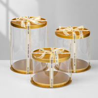 Boîte à gâteau ronde dorée avec fenêtre transparente, vente en gros d'usine, 4/6/8/10 pouces, double couche, extra haute, pour emballage de pâtisserie