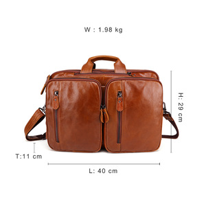 Dujiang Genuine Leather Men's <b>Briefcase</b> Dark Brown Multi-Functional Business Travel Bag - Product Image 4