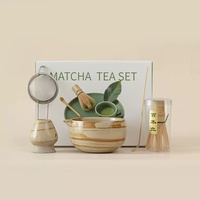 Ensemble de cérémonie du thé japonais Matcha, bol en céramique, fouet en bambou, cuillère, Chawan, boîte marron écologique, outils pour la préparation du thé