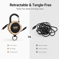 ODM Benutzerdefiniertes Farbiges 100W Einziehbares Typ-C-Kabel mit Beidseitigem Zugdesign