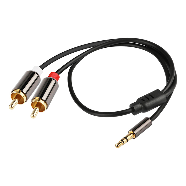 3.5mm to Dual Rca Adapter Splitter 2 in 1 Connection Cable for Computer Mobile Phone Speaker