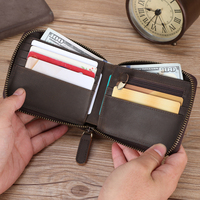 Dompet Kartu Lipat Pendek Pria Kulit Asli Berkualitas Tinggi Desain Vintage Laris Manis Anti RFID