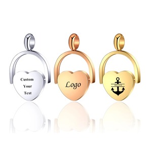 Pendentifs Cœur Rotatifs Vides Personnalisables en Acier Inoxydable, Breloques Cœur pour Carte d'Identité Poli Miroir, Bijoux de Mode en Gros - Product Image 1