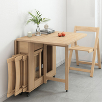 Ensemble Table à Manger Pliante et Chaises en Bois, Gain de Place, Table de Cuisine Repliable Complète