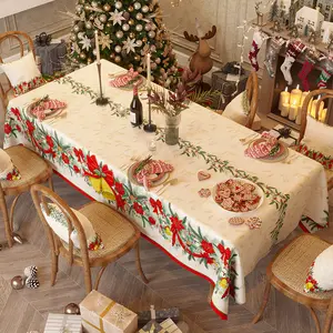 Fiesta blanco Navidad Pequeño medio personalizado Navidad mantel decoración mantel francés