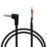 Câble Stéréo à Angle Droit DC3.5mm 4 Pôles vers Extrémité Libre, 1M, Gaine PVC, Blindage Combiné pour Projecteur et Lecteur DVD