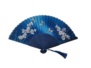 Éventail pliant pour femmes pour mariages, 21 cm, en bambou et soie, style amour sculpté - Product Image 3