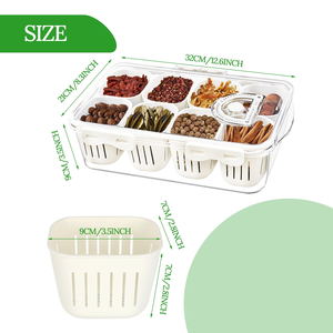 Divided Clear Eco-Friendly Kitchen Snack Box Serving Tray with Lid Eight Dividers Plastic Storage <b>Bins</b> for Household Storage - Product Image 2